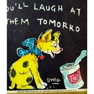 Tuck Postcard Signed Dwig School Days Series 170 Ophelia Puppy Dog Food Can